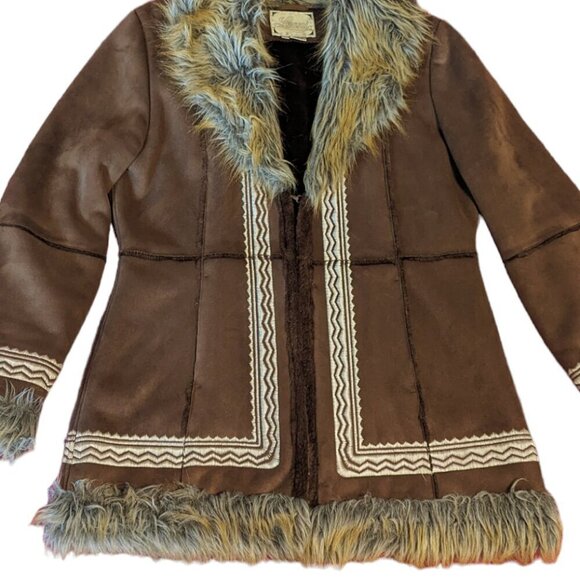 Vintage Penny Lane Learsi Jacket Afghan Fur Leather Embroidered Festival Boho - Picture 2 of 11